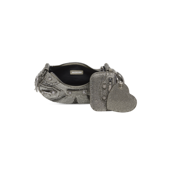 WOMEN'S LE CAGOLE XS SHOULDER BAG WITH RHINESTONES IN GREY