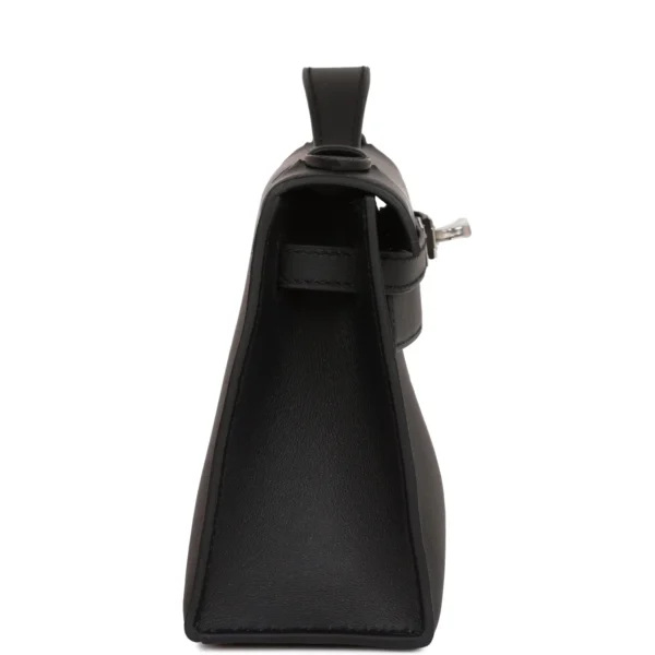 Hermès Kelly Pochette Black Swift Palladium Hardware