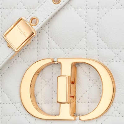 MEDIUM DIOR CARO BAG Ivory Supple Cannage Calfskin