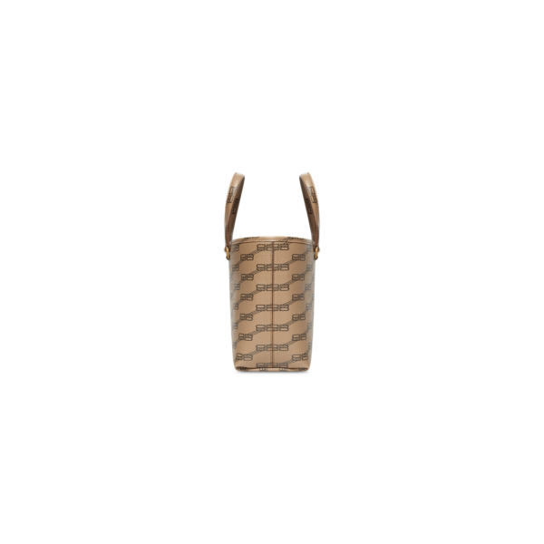 WOMEN'S SIGNATURE SMALL EAST-WEST SHOPPER BAG BB MONOGRAM COATED CANVAS IN BEIGE