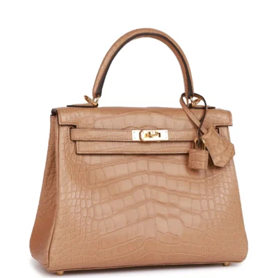 Hermès Kelly Retourne 25 Chai Matte Alligator Gold Hardware