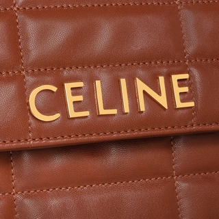 CHAIN SHOULDER BAG MATELASSE MONOCHROME CELINE IN QUILTED GOATSKIN TAN