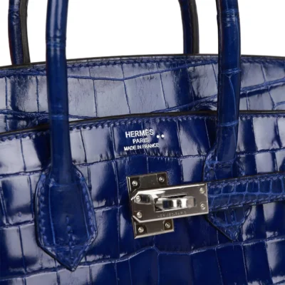 Hermès Birkin 25 Bleu Electric Shiny Niloticus Crocodile Palladium Hardware