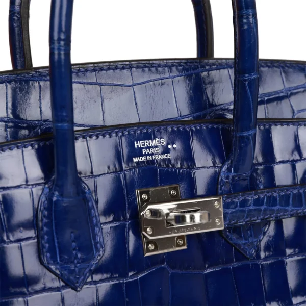 Hermès Birkin 25 Bleu Electric Shiny Niloticus Crocodile Palladium Hardware
