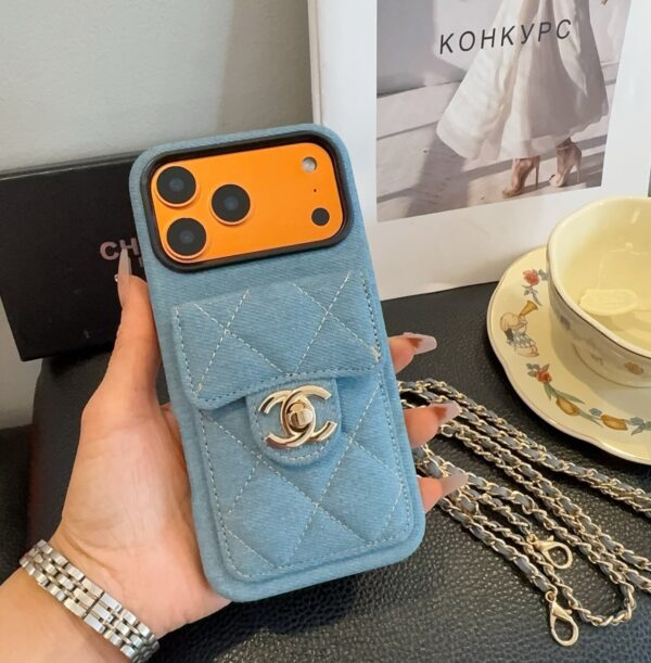 3bca59d575480de0d21f78de6b417e49fd6d811c8d0c698c6711b062344409f3 Chanel Denim CC Crossbody iPhone Case with Card Slot