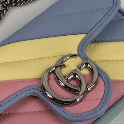 Gucci GG Marmont Super Mini Silver Logo Magnetic Buckle Chian Strap Female Latest Colorful Diagonal Quilted Leather Flap Crossbody Bag