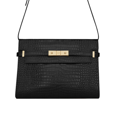 YSL Manhattan Shoulder Bag in Crocodile Embossed Shiny Leather