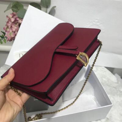 حقيبة كلاتش ديور Bordeaux Calskin Saddle بسلسلة