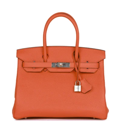 3c1000a8ae2bde9526b78e2c268b305b Hermès Birkin 30 Orange Poppy Clemence Palladium Hardware