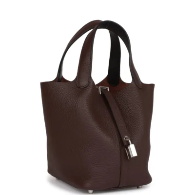 حقيبة هيرميس Eclat Picotin Lock 18 Rouge Sellier من جلد كليمنس مع إكسسوارات معدنية من البلاديوم