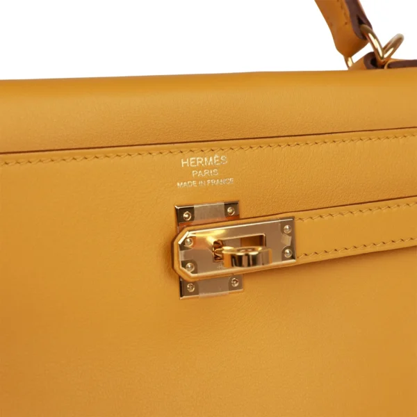 3c83080adf40600ac5deceaf8b98a461 Hermès Kelly Retourne 25 Jaune Ambre Swift Gold Hardware