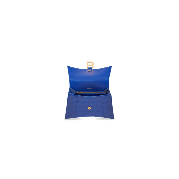 3c8a99020a845c64016e33bcb15a683b WOMEN'S HOURGLASS SMALL HANDBAG CROCODILE EMBOSSED IN ELECTRIC BLUE