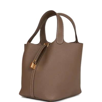 Hermès Picotin Lock 22 Etoupe Clemence Gold Hardware