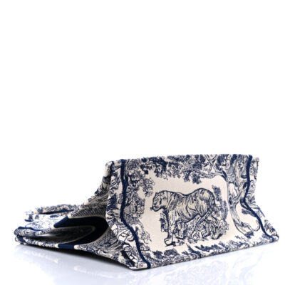 CHRISTIAN DIOR Canvas Embroidered Medium Dioriviera Toile De Jouy Book Tote Blue
