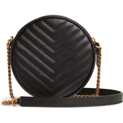 3d1563fe574cfcb7d9b94eb72686d8b2 YSL Vinyle Round Camera Bag in Chevron-Quilted Grain de Poudre Embossed Leather