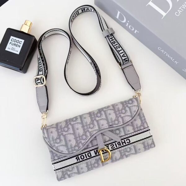 Dior Oblique Jacquard Phone Case Bag with Crossbody Strap & Chain Handle