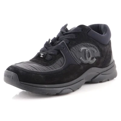 3d7480e2ec857543a037f6de81fc8802 Chanel Women's CC Low-Top Sneakers Suede with Leather and Nylon