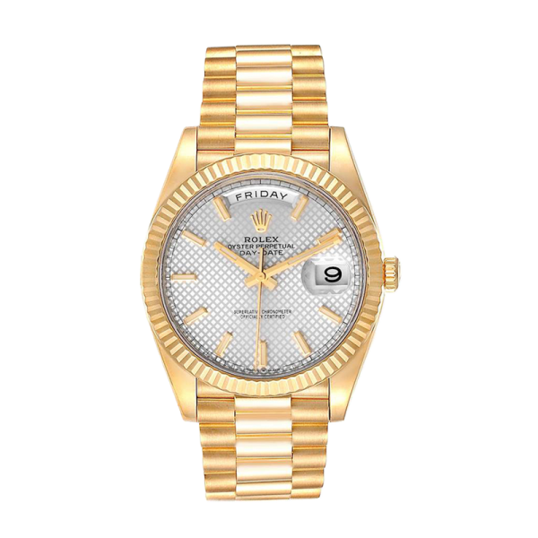 Rolex Day-Date 228238 40MM Silver Diagonal Dial Gold-tone Case