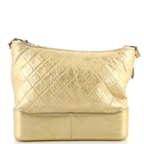 Chanel Gabrielle Hobo Quilted Metallic Aged Calfskin Large
