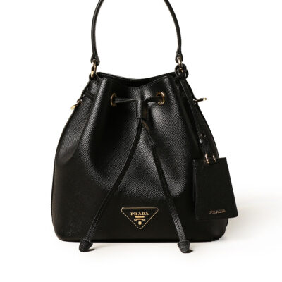 Prada Saffiano Leather Bucket in Black