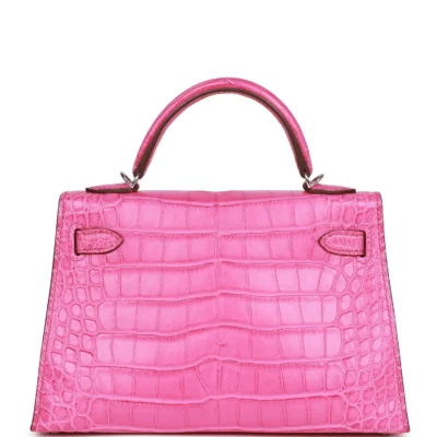 Hermès Kelly Sellier 20 Rose Shocking Matte Alligator Palladium Hardware