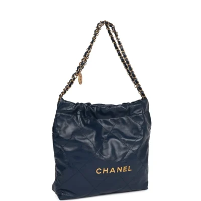 3f7a3ea14669b2a6ebd9a68e0c5e8d47 Chanel Large 22 Bag Navy Lambskin Antique Gold Hardware
