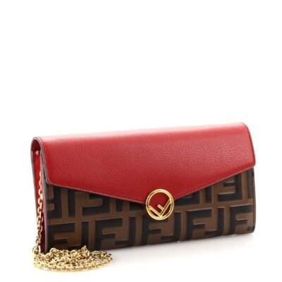 40233b290155ef4b95ffcb61ad730237 Fendi Continental with Chain in Red Leather
