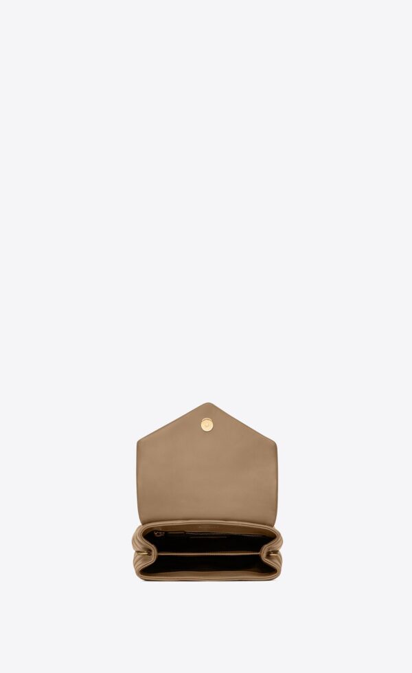 YSL Loulou Toy Bag in Matelasse 'Y' Leather in Greyish Brown