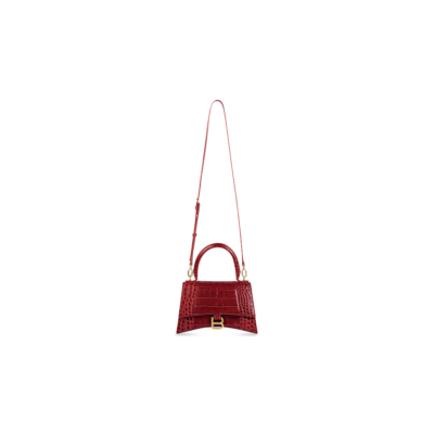 HOURGLASS geprägt DARK Small Damen Handtasche aus Krokodilleder in Rot
