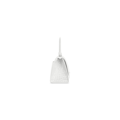 WOMEN'S HOURGLASS SMALL HANDBAG CROCODILE EMBOSSED IN WHITE