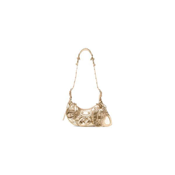 WOMEN'S LE CAGOLE XS SHOULDER BAG METALLIZED WITH RHINESTONES IN GOLD