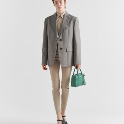 Prada Medium antique nappa leather top handle bag - Sage Green
