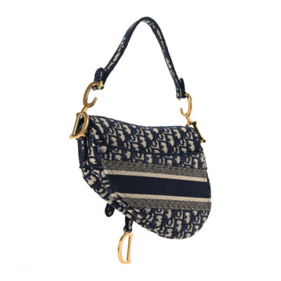 42905c1e799ef2269b625747b94db9aa CHRISTIAN DIOR Oblique Embroidered Saddle Bag Blue