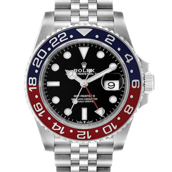 ساعة Rolex Gmt Master Ii m126710blro-0002 40MM أسود مينا فضي اللون علبة