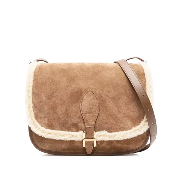 YSL Medium Francoise Satchel in Suede and Shearling