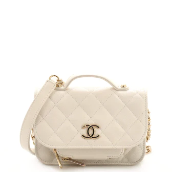 Chanel Business Affinity Flap Clutch with Chain Quilted Caviar
