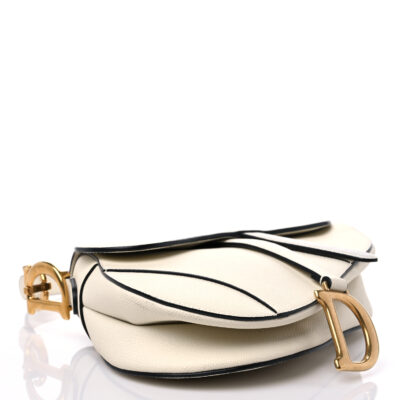 458eedad1b2bdc31957f9f44349b3189 CHRISTIAN DIOR Grained Calfskin Saddle Bag White