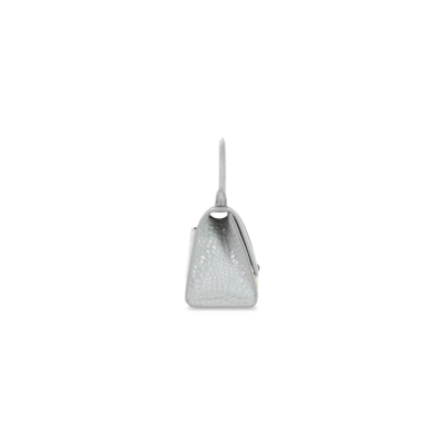 WOMEN'S HOURGLASS SMALL HANDBAG CROCODILE EMBOSSED IN GREY