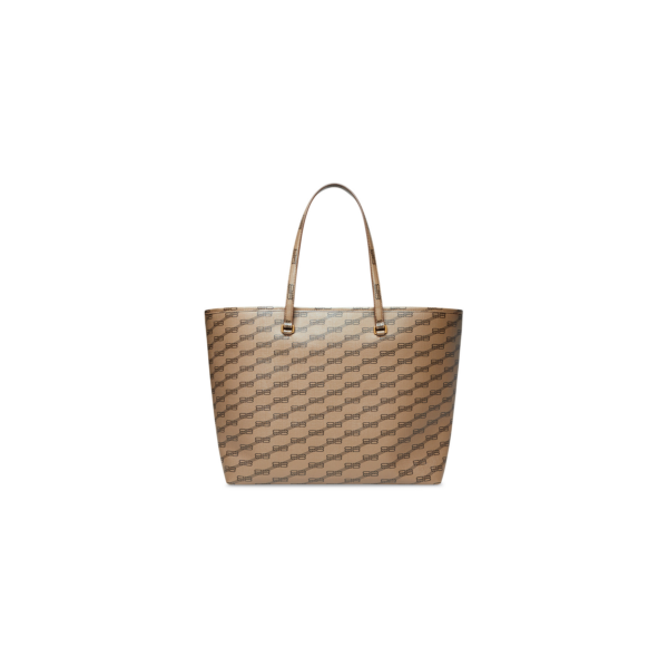 SIGNATURE LARGE EAST-WEST SHOPPER BAG BB MONOGRAM COATED CANVAS IN BEIGE
