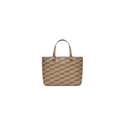 WOMEN'S SIGNATURE SMALL EAST-WEST SHOPPER BAG BB MONOGRAM COATED CANVAS IN BEIGE