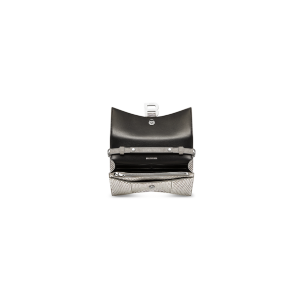 WOMEN'S HOURGLASS WALLET ON CHAIN WITH RHINESTONES IN GREY