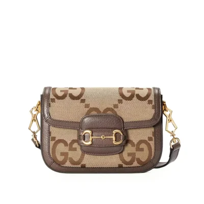 Gucci Gucci Horsebit 1955 Jumbo GG Mini Bag in Camel/Ebony