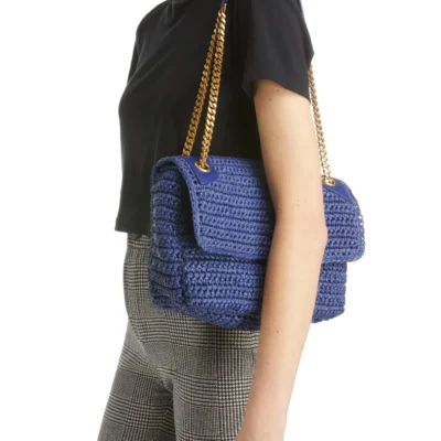 YSL Niki Medium Chain Bag in Raffia and Leather