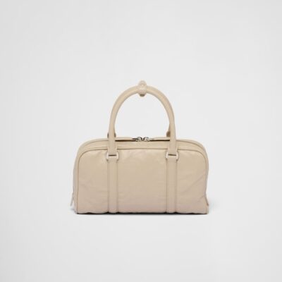 48fe7fb1458f0c46acc22c34ef765e20 Prada Antique nappa leather multi-pocket top-handle bag - Desert Beige