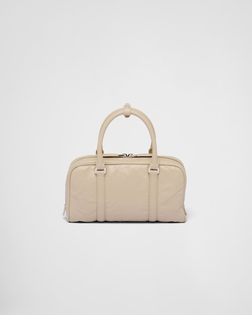 48fe7fb1458f0c46acc22c34ef765e20 Prada Antique nappa leather multi-pocket top-handle bag - Desert Beige