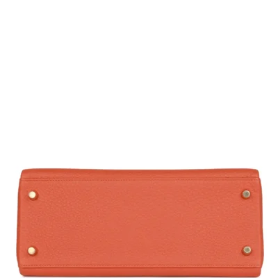 Hermès Kelly Retourne 28 Orange Togo Gold Hardware