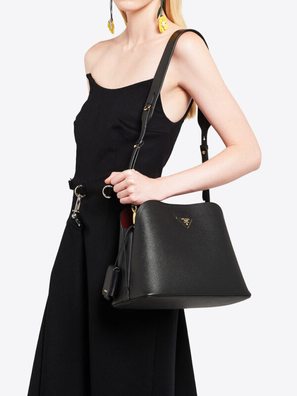 Prada Saffiano Leather Prada Matinée Bag in Black