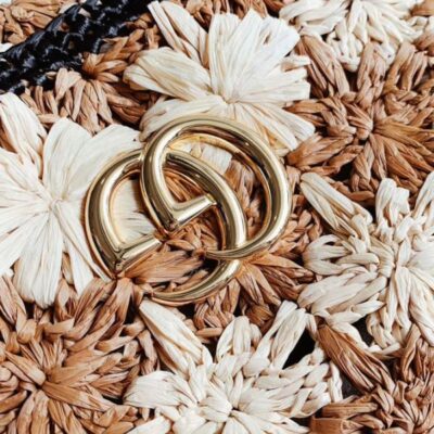 Gucci GG Marmont Crochet Flower Pattern Gold Logo Buckle Women Beige & Camel Viscose Raffia Flap Crossbody Bag