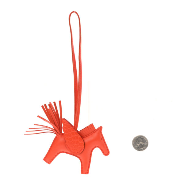 爱马仕 Milo 哑光 Touch Grigri Rodeo Pegase Horse Charm PM Poppy Capucine 橙色羊皮/鳄鱼皮包