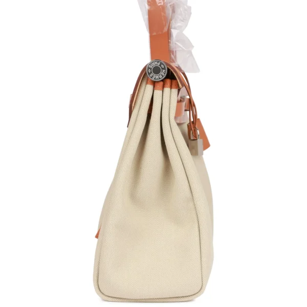 Hermès Herbag Zip PM 31 Beton Toile H Berline Vache Naturel Hunter Palladium Hardware
